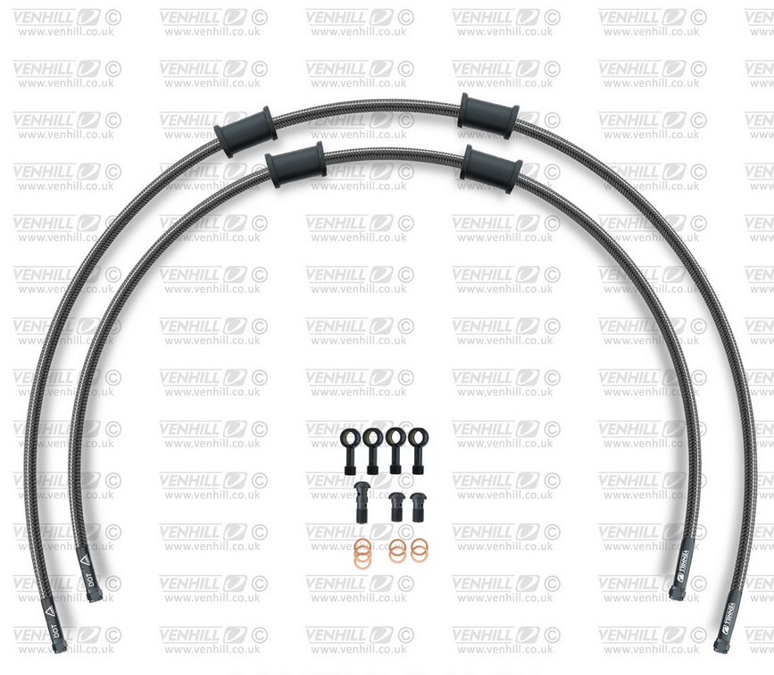 CROSSOVER Front brake hose kit Venhill HON-6043FB-CB POWERHOSEPLUS (2 cevi v kompletu) Carbon hoses, black fittings