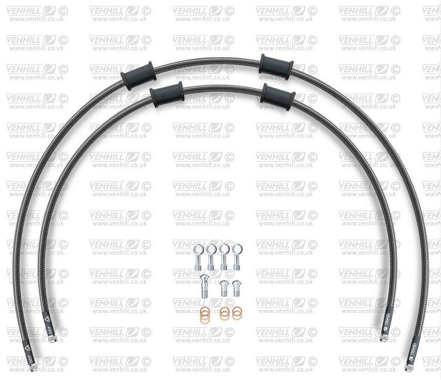 CROSSOVER Front brake hose kit Venhill HON-6043F-CB POWERHOSEPLUS (2 cevi v kompletu) Carbon hoses, chromed fittings