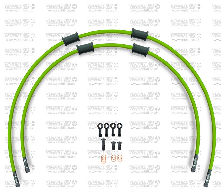 CROSSOVER Front brake hose kit Venhill HON-6043FB-GR POWERHOSEPLUS (2 cevi v kompletu) Green hoses, black fittings