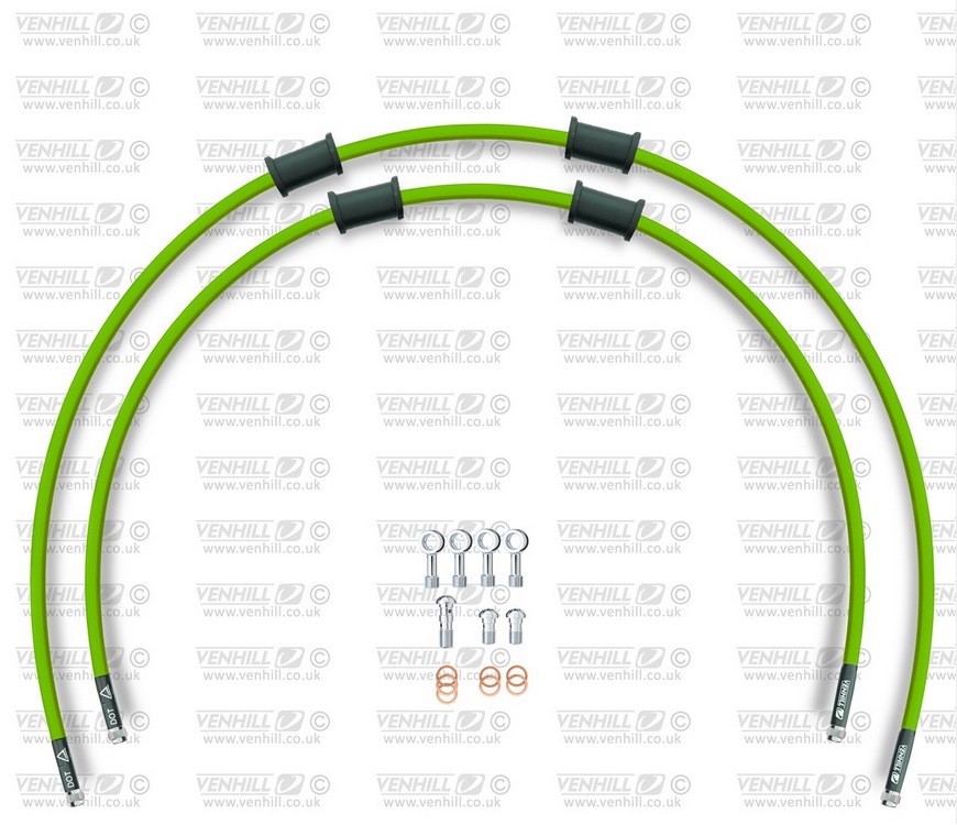 CROSSOVER Front brake hose kit Venhill HON-6043F-GR POWERHOSEPLUS (2 cevi v kompletu) Green hoses, chromed fittings
