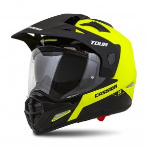 Touring helmet CASSIDA TOUR 1.1 DUAL fluo yellow/ black/  matt grey XS