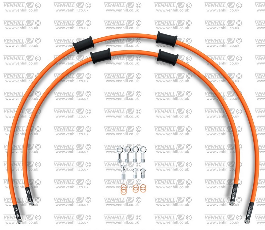 CROSSOVER Front brake hose kit Venhill HON-6043F-OR POWERHOSEPLUS (2 cevi v kompletu) Orange hoses, chromed fittings