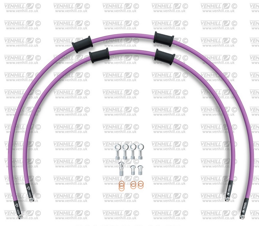 CROSSOVER Front brake hose kit Venhill HON-6043F-PU POWERHOSEPLUS (2 cevi v kompletu) Purple hoses, chromed fittings