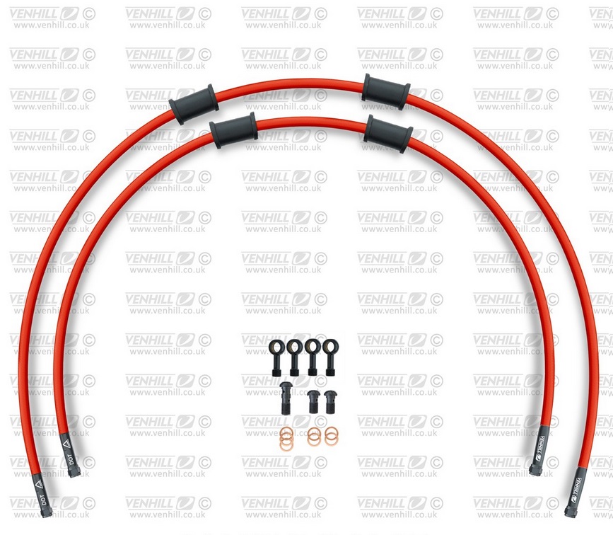 CROSSOVER Front brake hose kit Venhill HON-6043FB-RD POWERHOSEPLUS (2 cevi v kompletu) Red hoses, black fittings