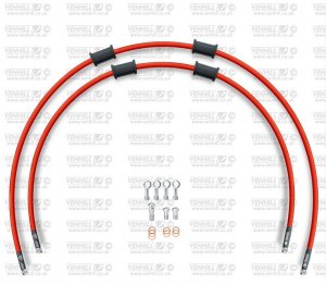 CROSSOVER Front brake hose kit Venhill HON-6043F-RD POWERHOSEPLUS (2 cevi v kompletu) Red hoses, chromed fittings