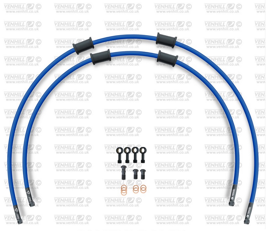 CROSSOVER Front brake hose kit Venhill HON-6043FB-SB POWERHOSEPLUS (2 cevi v kompletu) Solid blue hoses, black fittings