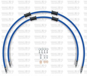 CROSSOVER Front brake hose kit Venhill HON-6043F-SB POWERHOSEPLUS (2 cevi v kompletu) Solid blue hoses, chromed fittings