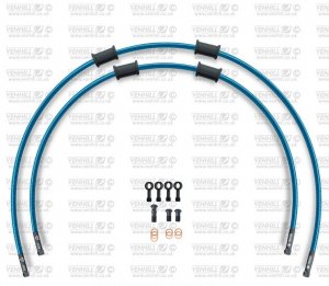 CROSSOVER Front brake hose kit Venhill HON-6043FB-TB POWERHOSEPLUS (2 cevi v kompletu) Translucent blue hoses, black fittings