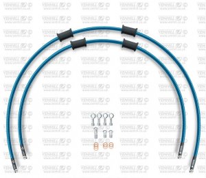 CROSSOVER Front brake hose kit Venhill HON-6043F-TB POWERHOSEPLUS (2 cevi v kompletu) Translucent blue hoses, chromed fittings