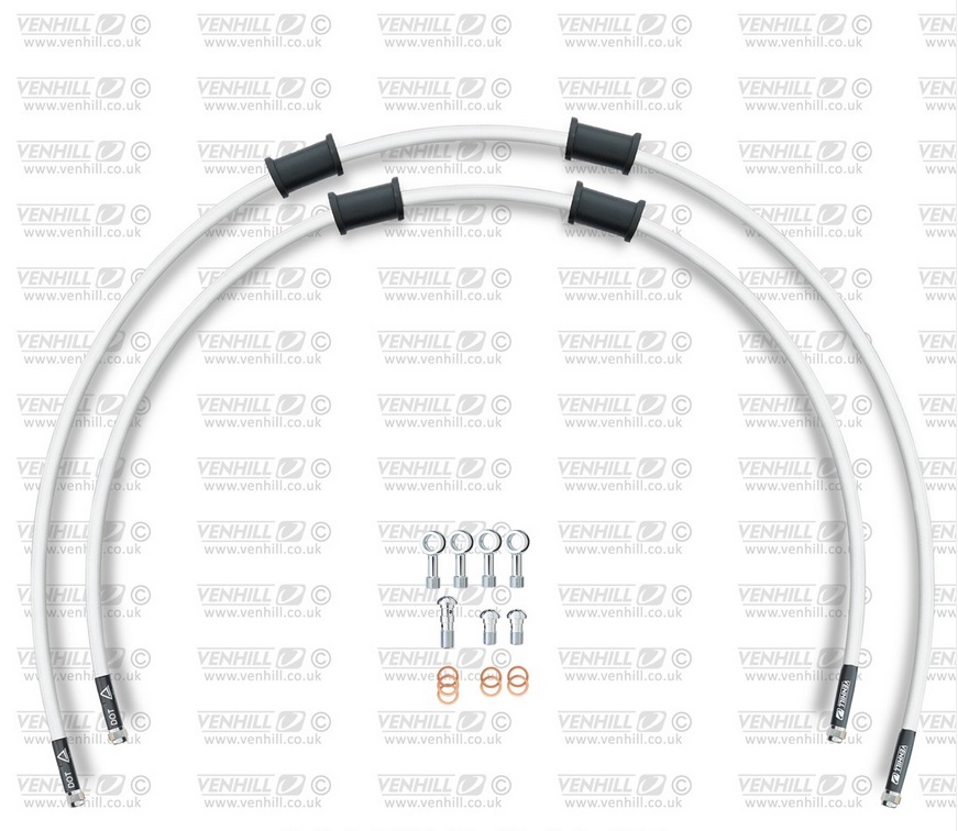 CROSSOVER Front brake hose kit Venhill HON-6043F-WT POWERHOSEPLUS (2 cevi v kompletu) White hoses, chromed fittings